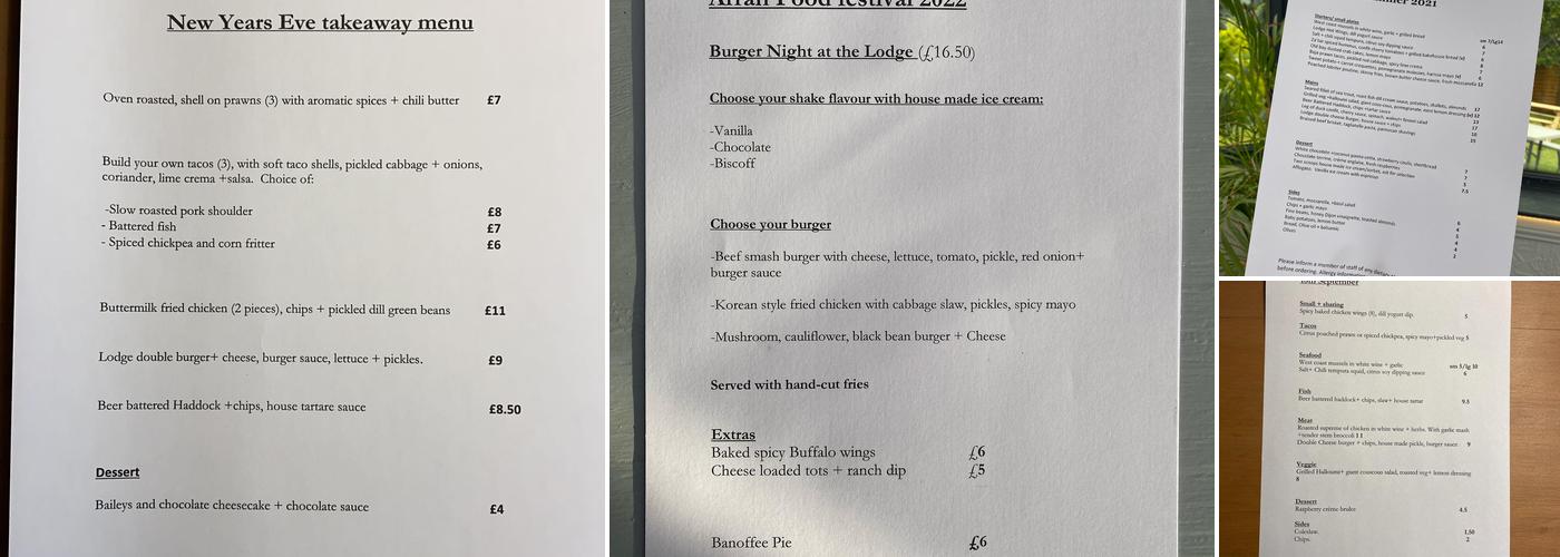 Blackwaterfoot Lodge Menu