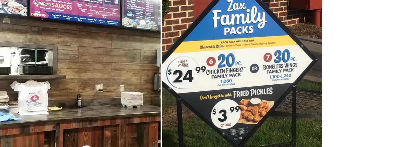 Zaxbys Chicken Fingers & Buffalo Wings Menu