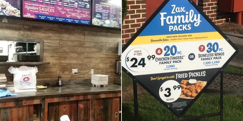 Zaxbys Chicken Fingers & Buffalo Wings Menu