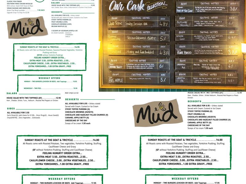 The Goat and Tricycle Menu