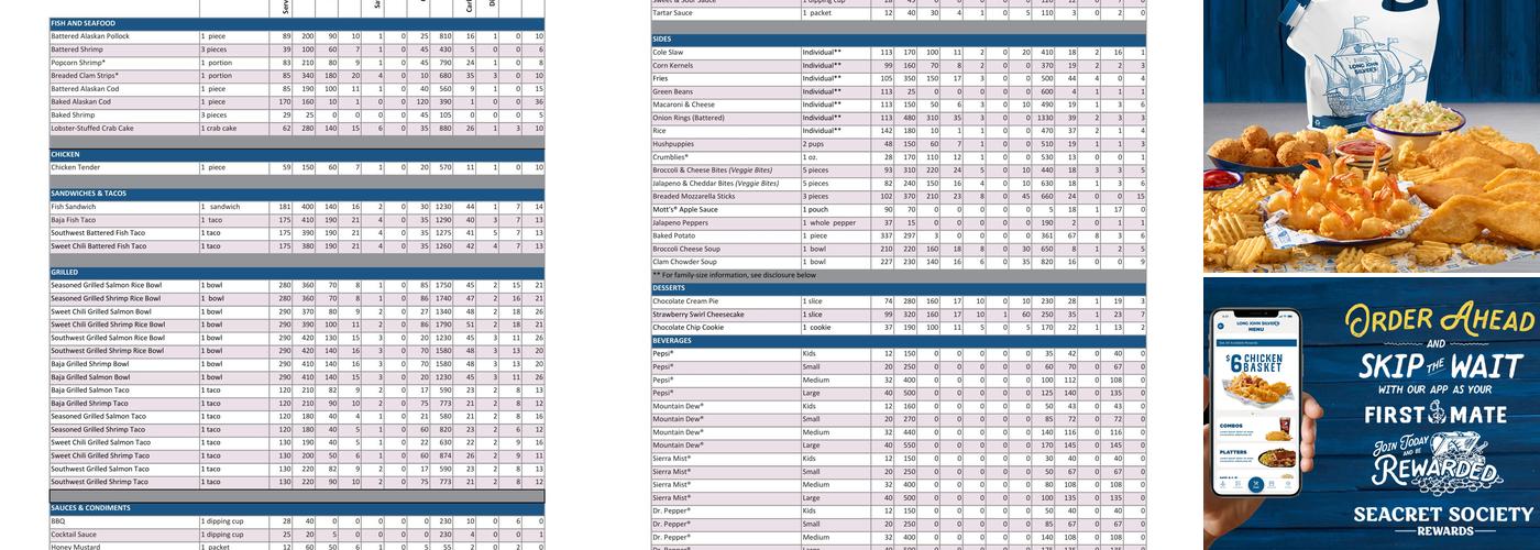 Long John Silver's Menu