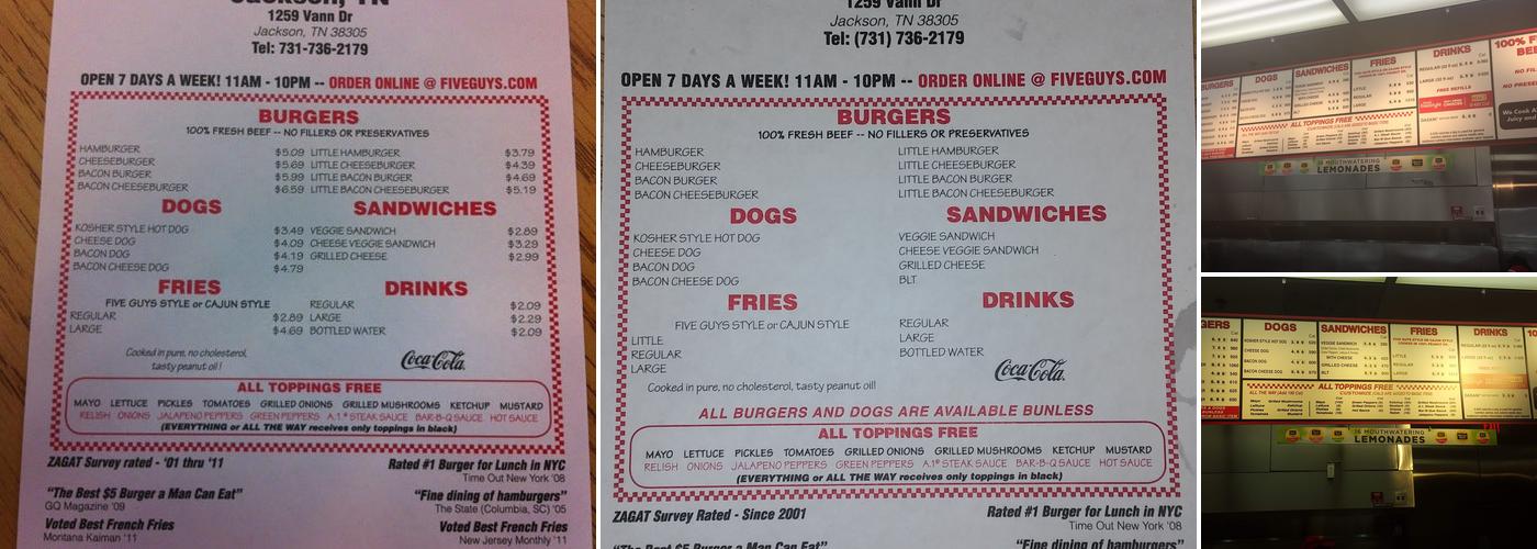 Five Guys Menu