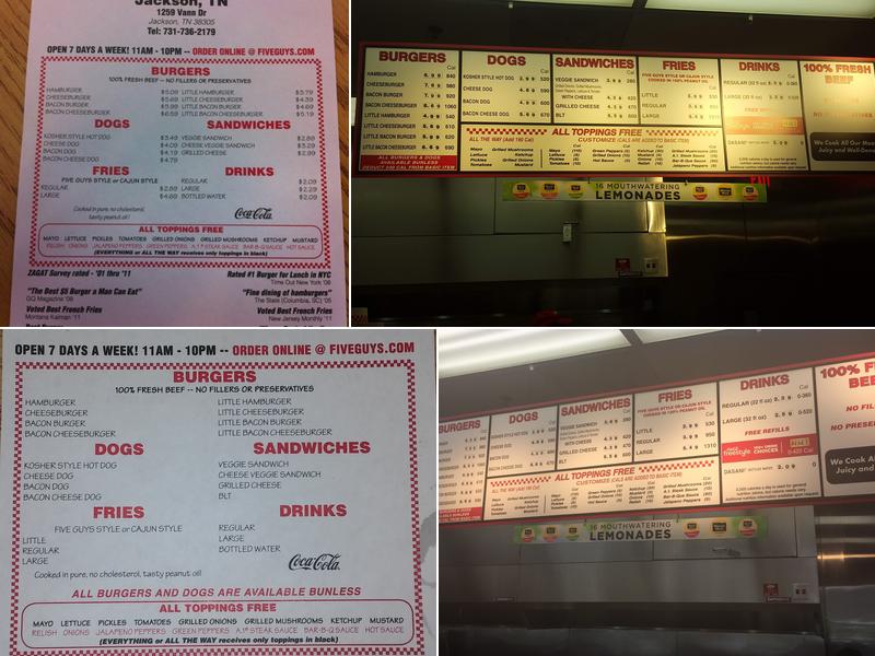 Five Guys Menu
