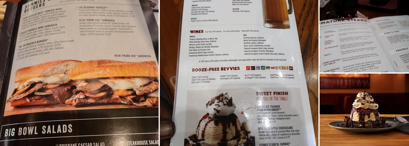 Outback Steakhouse Menu