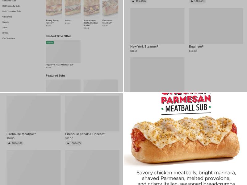 Firehouse Subs Van Drive Menu