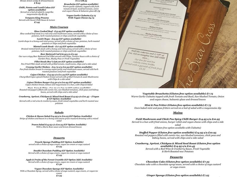 The Bear Cross Menu