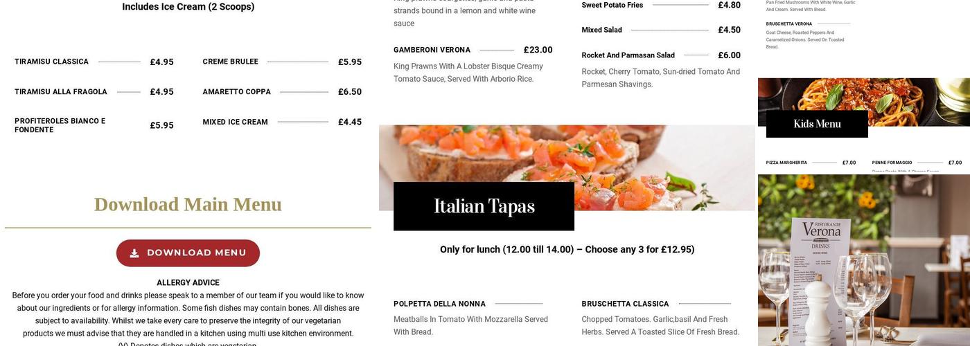 Verona Menu