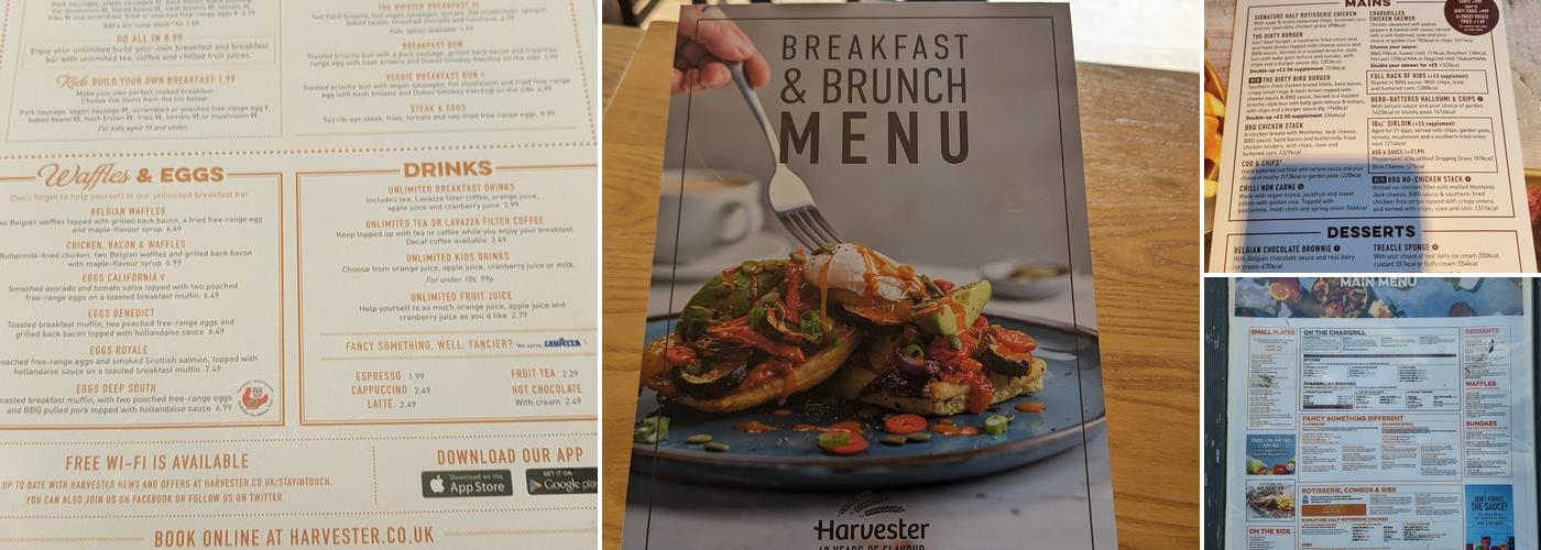 Aylesbury Harvester Menu
