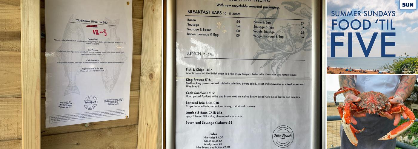 Hive Beach Cafe Burton Bradstock Menu