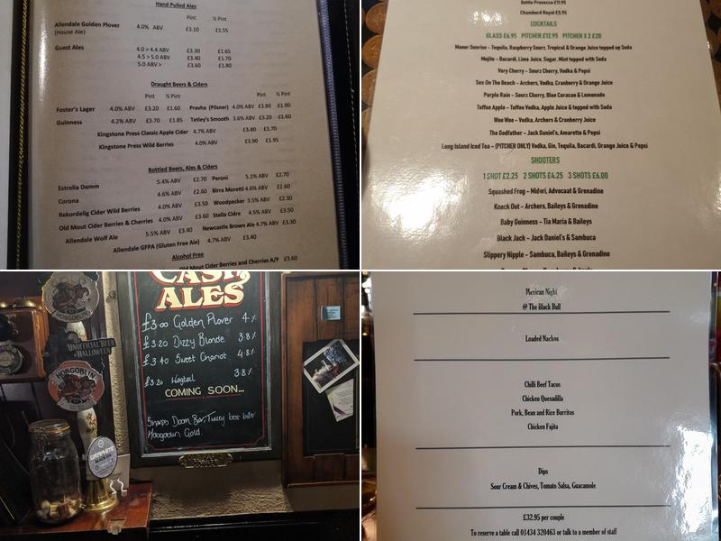 The Black Bull Menu