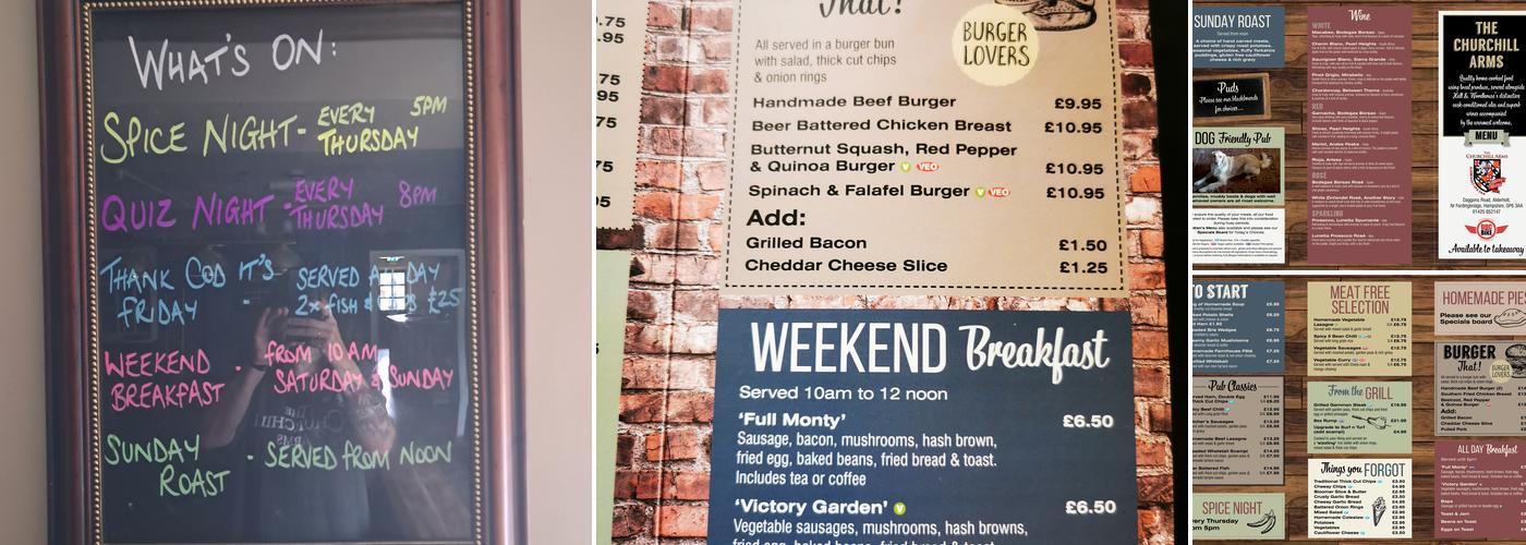 The Churchill Arms Menu
