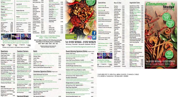 Cinnamon Lounge. Menu