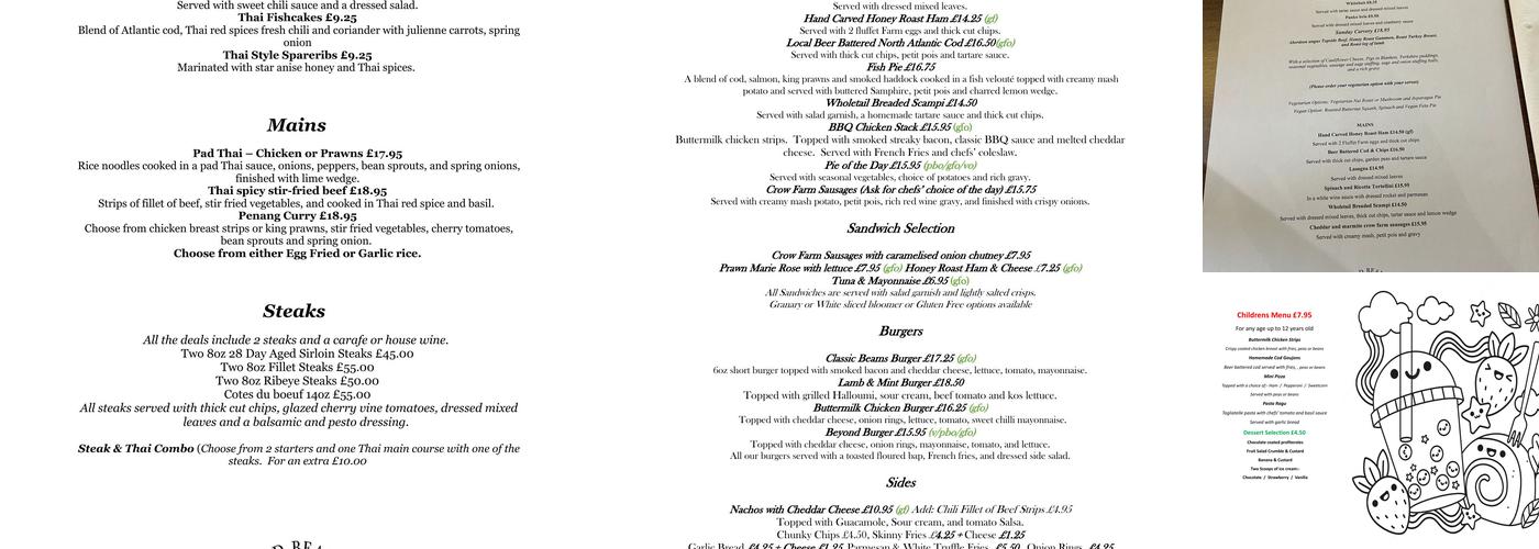Old Beams Inn Menu