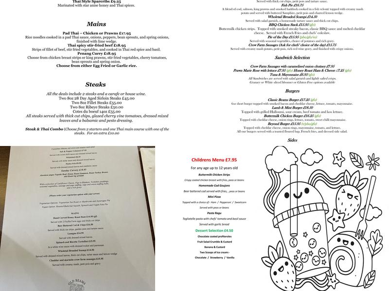 Old Beams Inn Menu