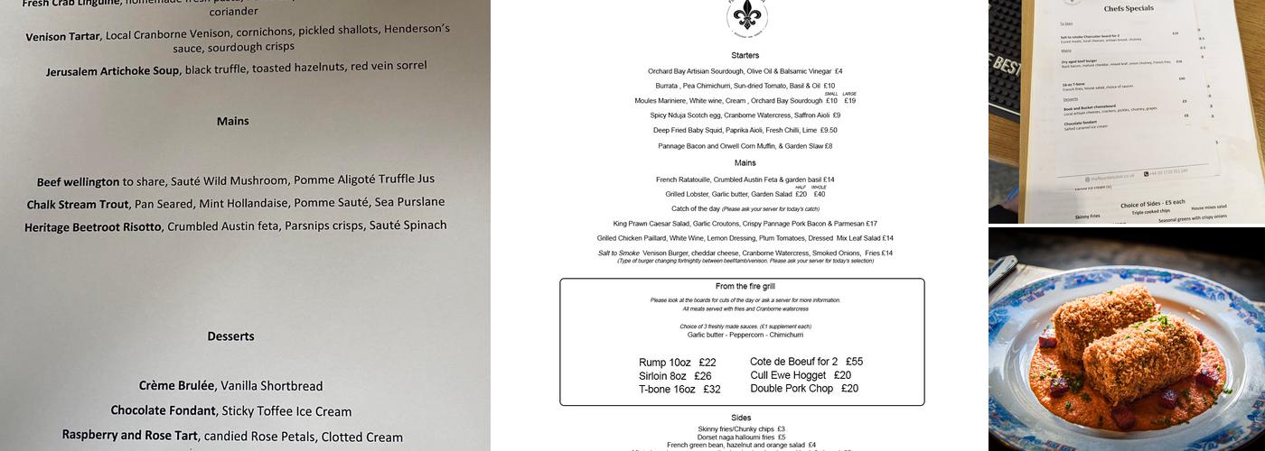 The Fleur de Lys Inn Menu