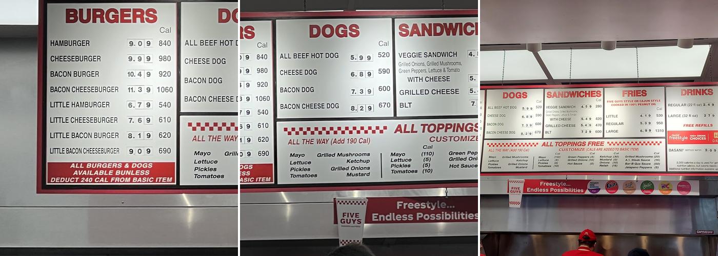 Five Guys Menu