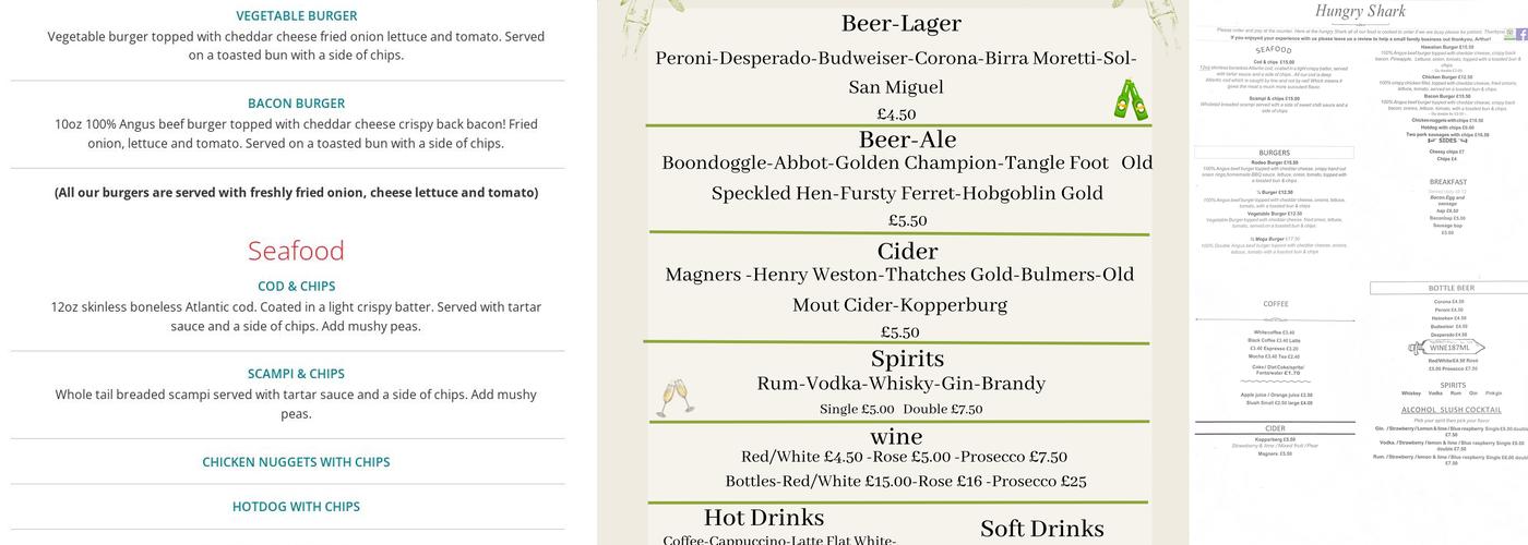 The Hungry Shark Menu