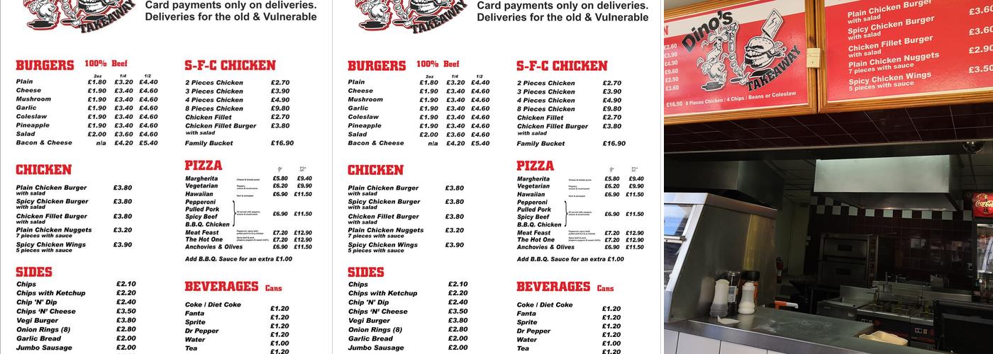 Dino's Takeaway Swanage Menu