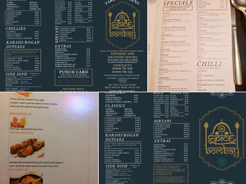Bombay Spice Menu