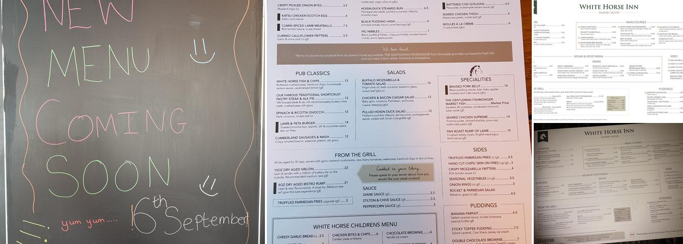The White Horse Menu