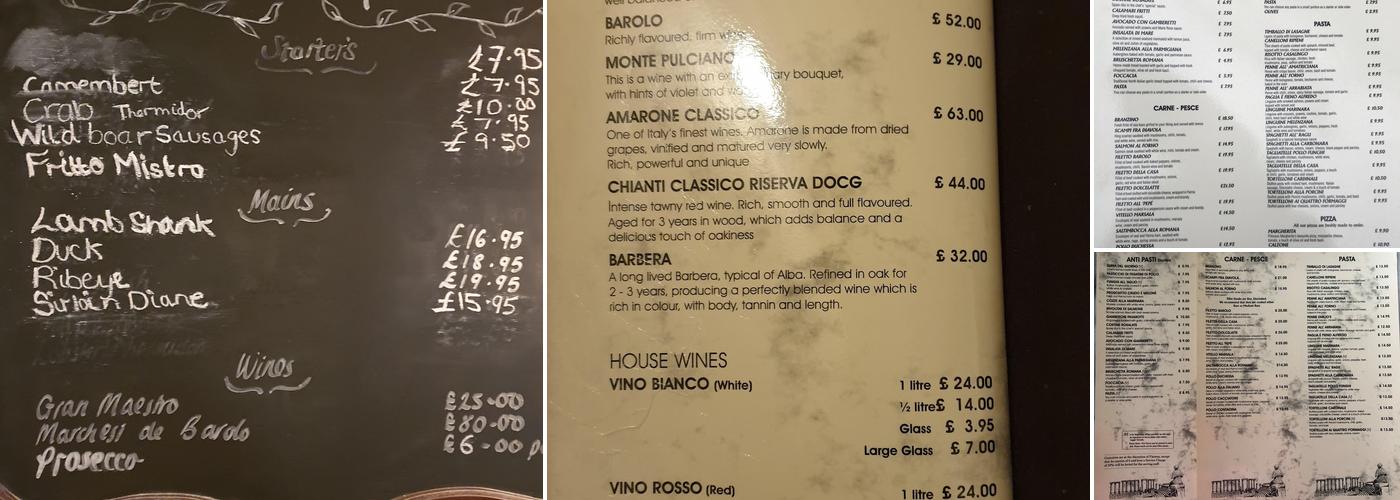 Emilio's Italian restaurant Menu