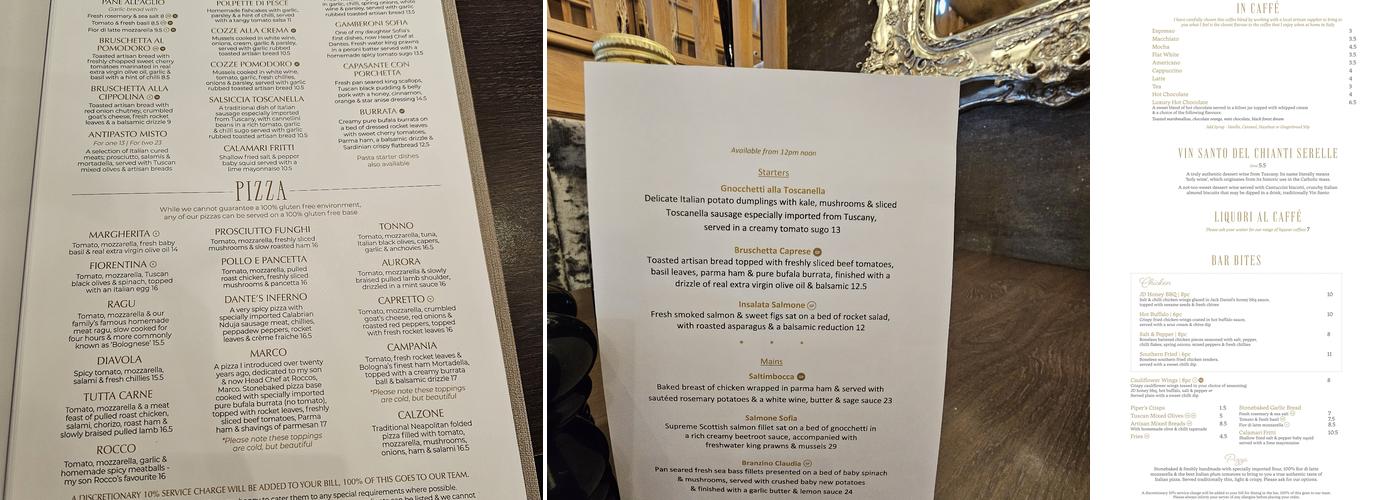 Roccos Italian Kitchen Menu