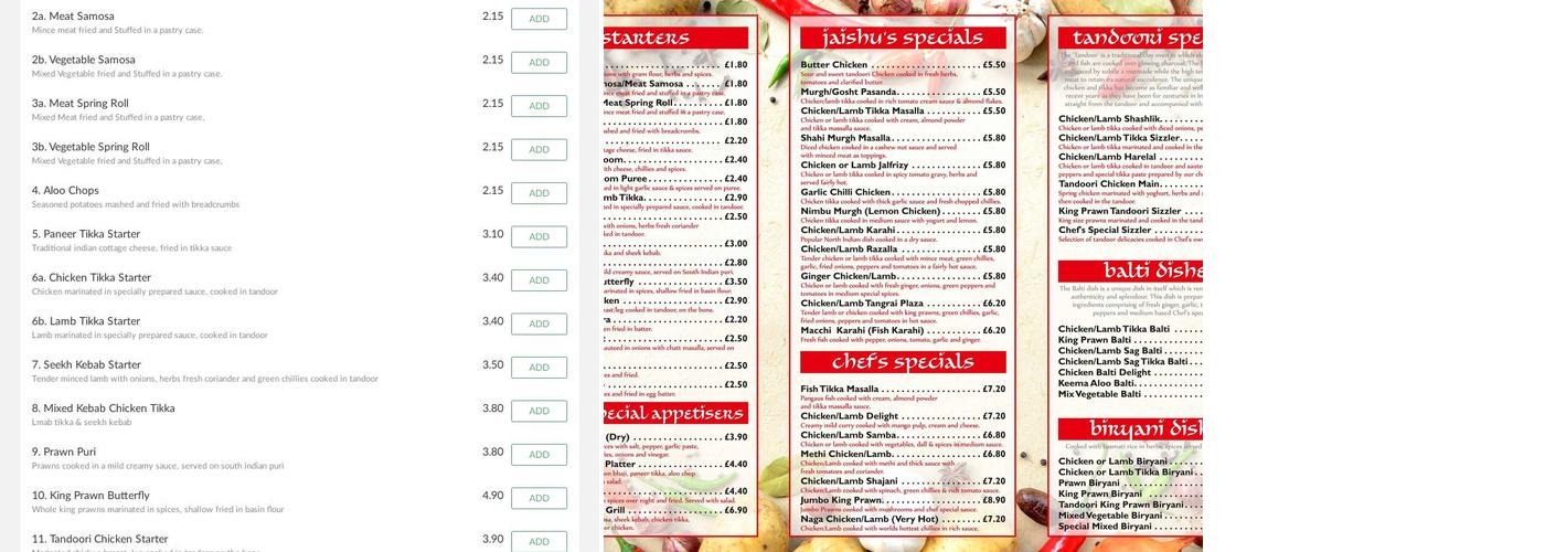 Jaishu's Restaurant Menu