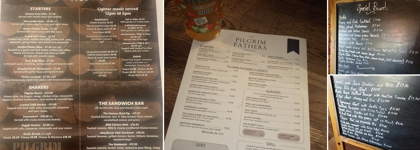 The Pilgrim Fathers Menu