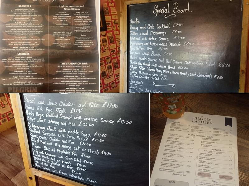 The Pilgrim Fathers Menu