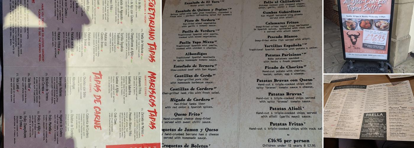 El Toro Restaurant Menu