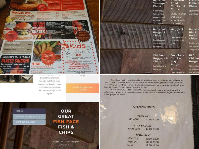 Fish Face Menu