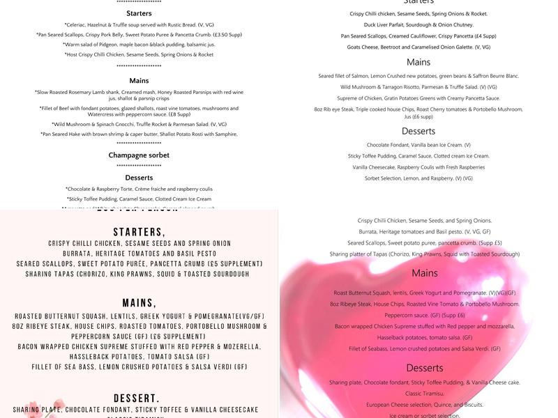 Host Terrace, Bar & Venue Menu