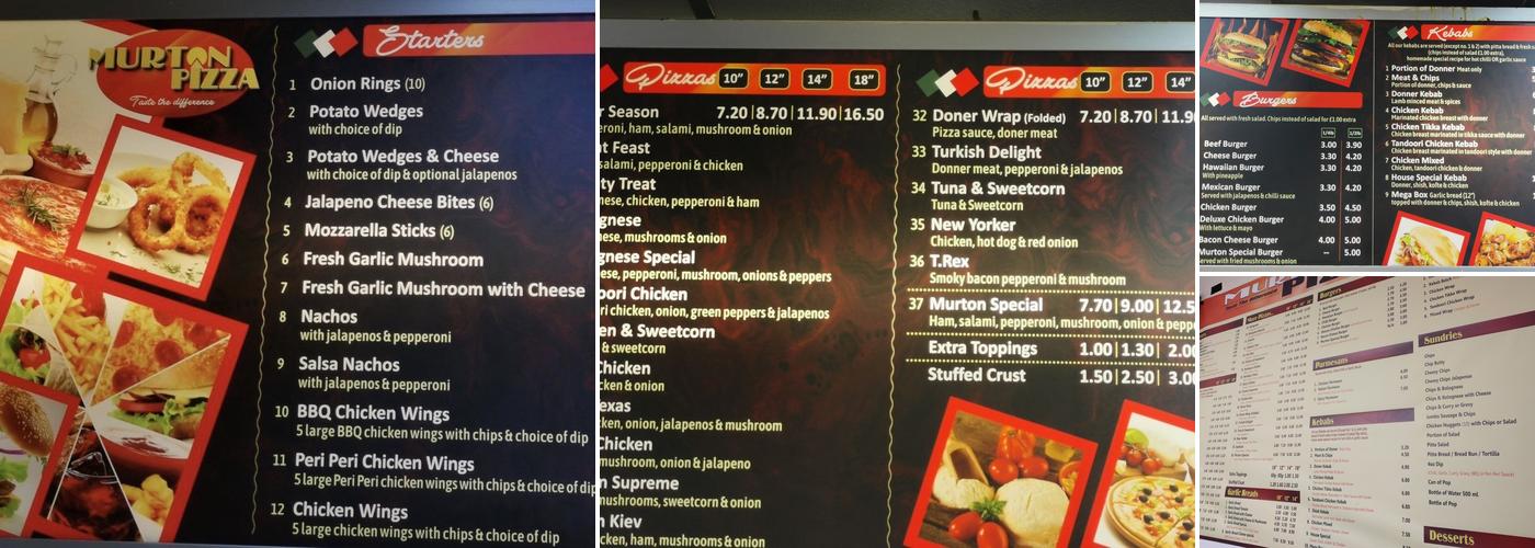 Murton Pizza Menu