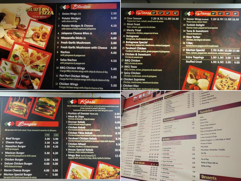 Murton Pizza Menu