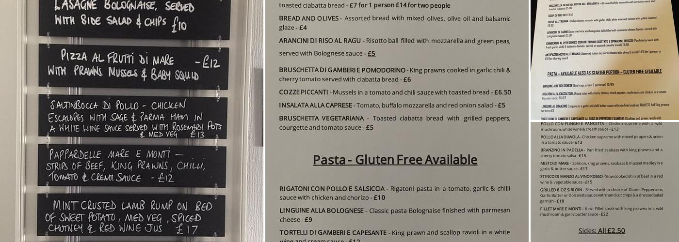 Black Horse, Ingleton Menu