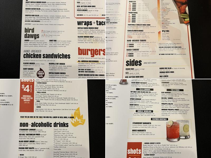 Buffalo Wild Wings Menu
