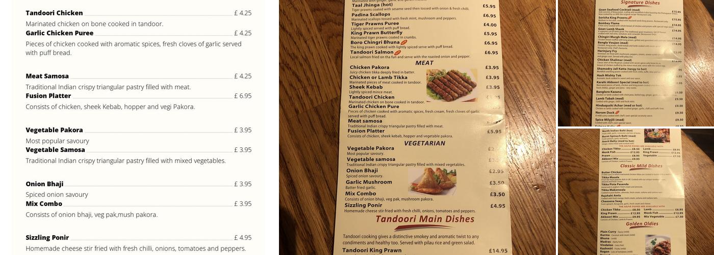 Lochnagar Indian Brasserie Menu