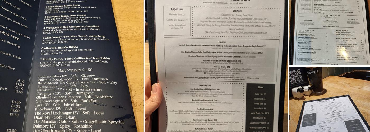 The Boat Inn Menu