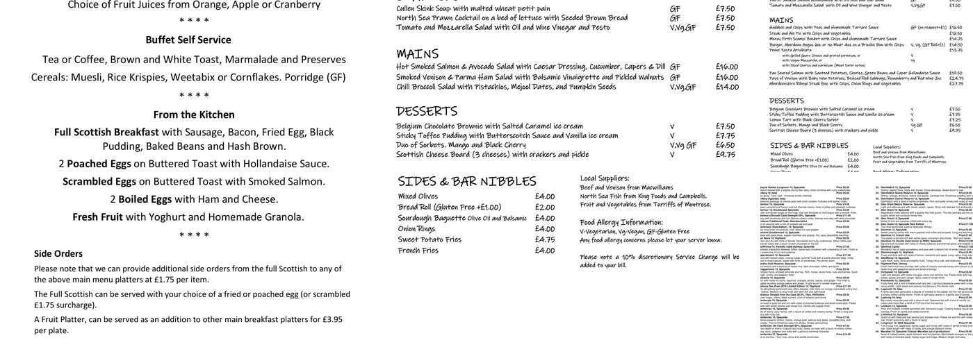 The Lodge on the Loch Menu