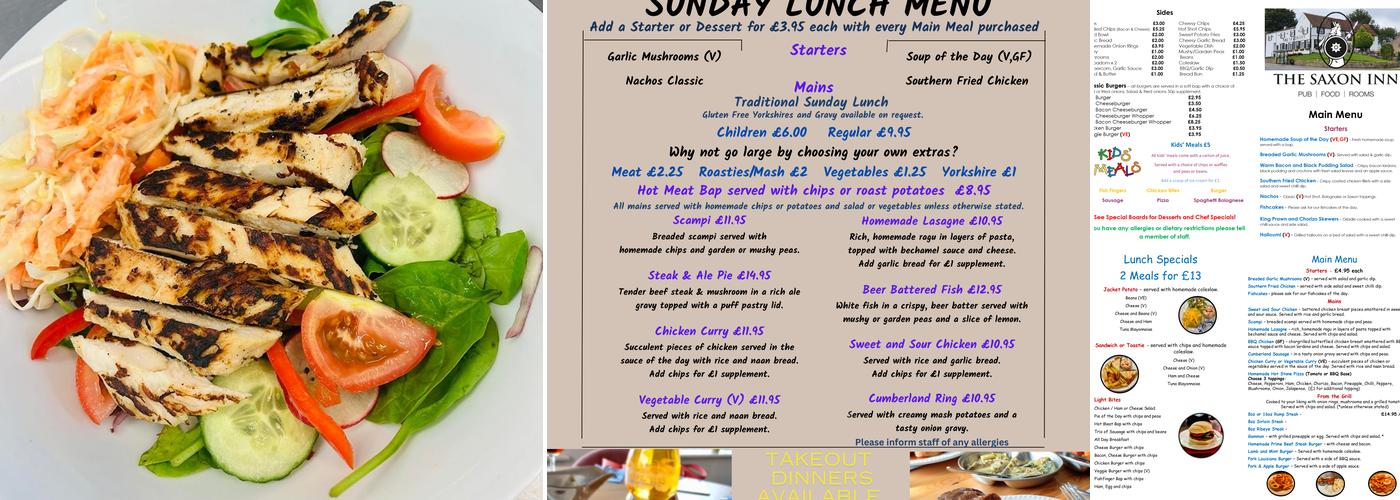 The Saxon Inn Menu
