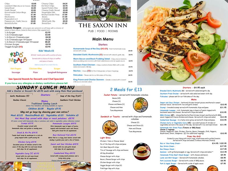 The Saxon Inn Menu