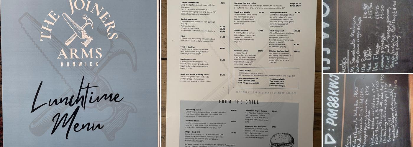 The Joiners Arms Menu