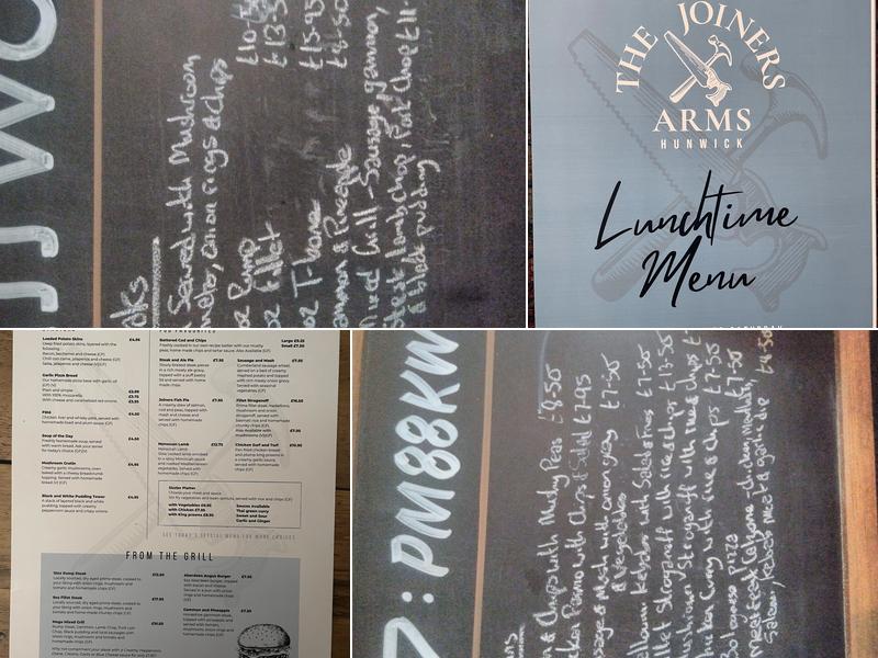 The Joiners Arms Menu