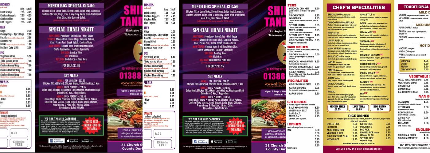 Shildon Tandoori Menu