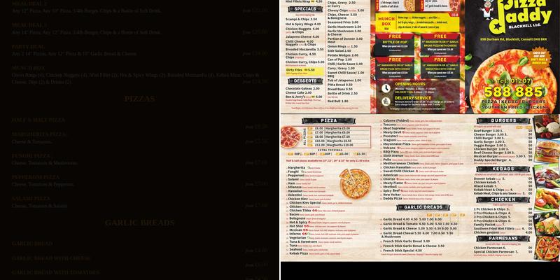 Pizzadaddy Menu
