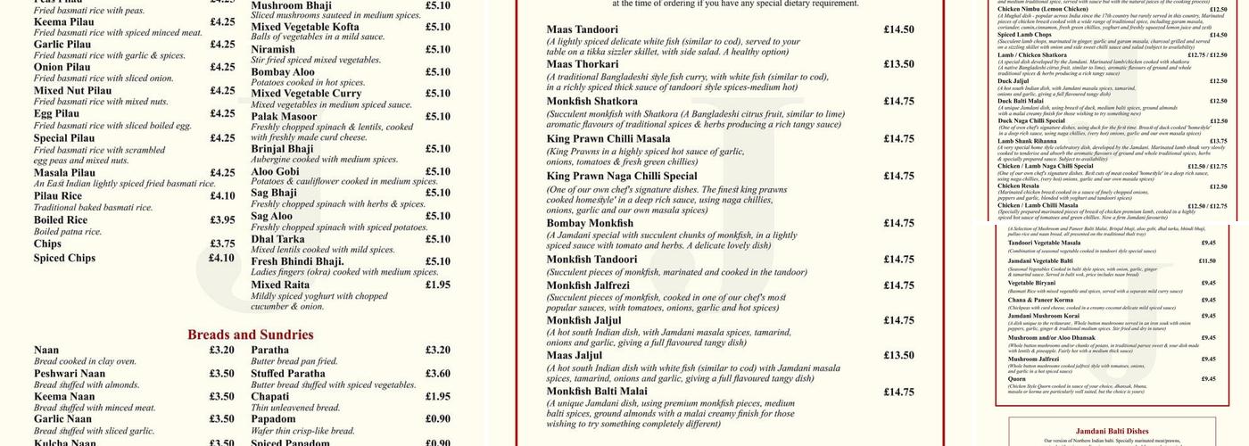 Jamdani Menu