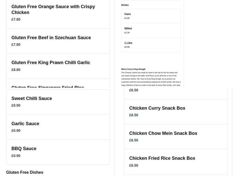Curry King Menu