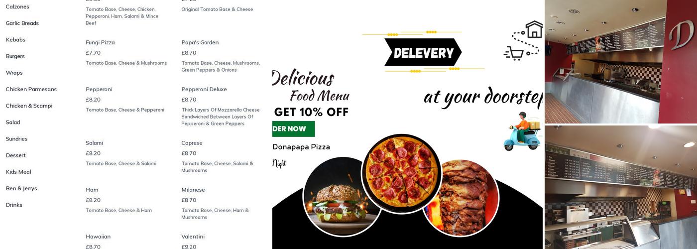 Donapapa Pizza Menu