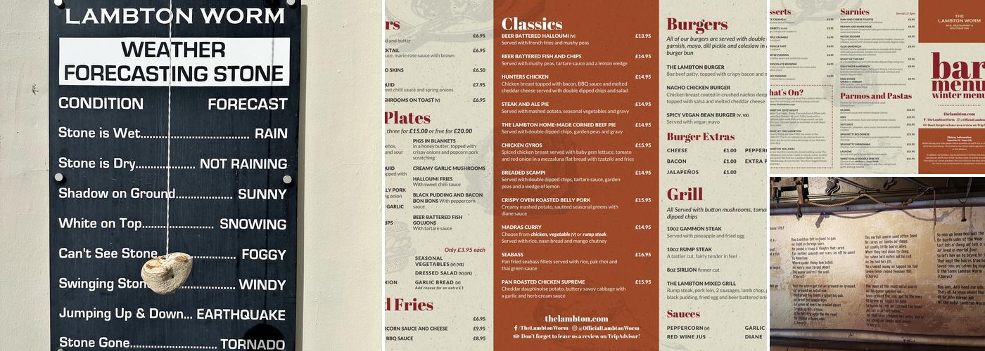 The Lambton Worm Menu