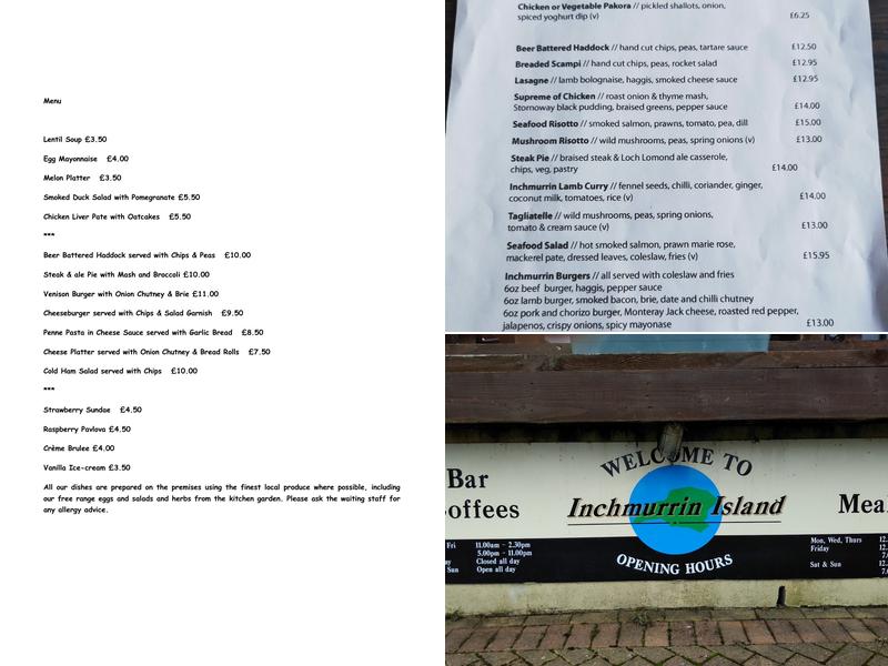 Inchmurrin Restaurant Menu